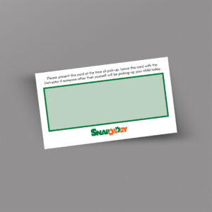 Snapology Parent Pick Up Card