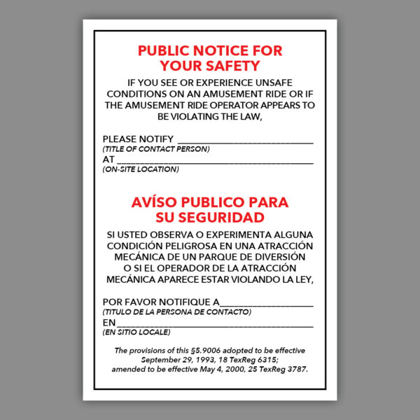 Public Notice For Safety (Texas)