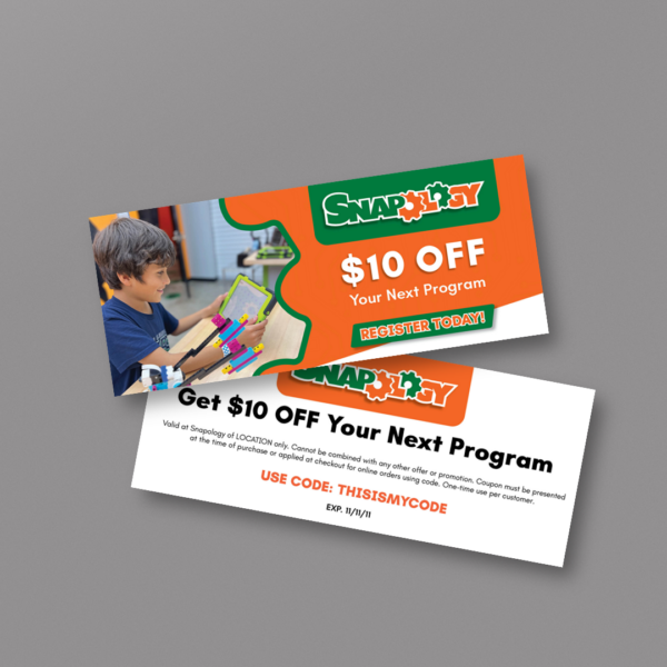 Snapology $10 OFF Your Next Program Buck Slip