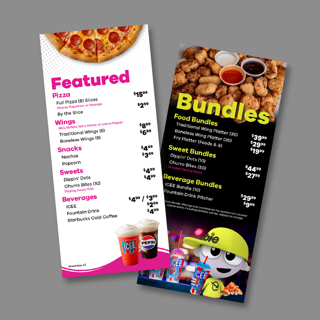 UA Cafe Table Top Menus