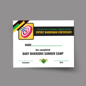 PMA Summer Camps – Dart Warriors – Certificate