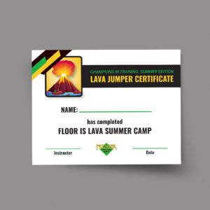 PMA Summer Camps – Floor is Lava – Certificate