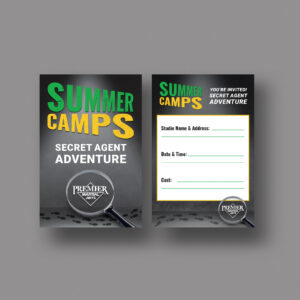 PMA Summer Camps – Secret Agent Adventure – Invite Card