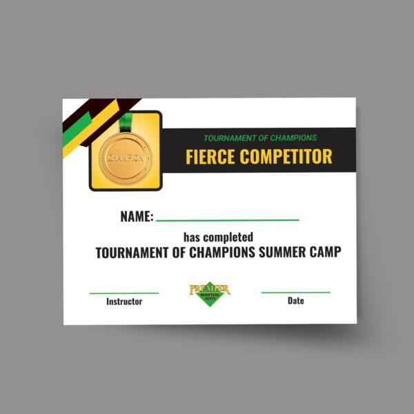 PMA Summer Camps – Tournament of Champions – Certificate