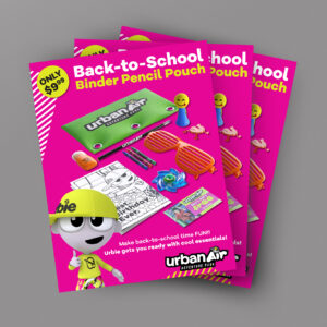 Back to school Merch Party bag flyers